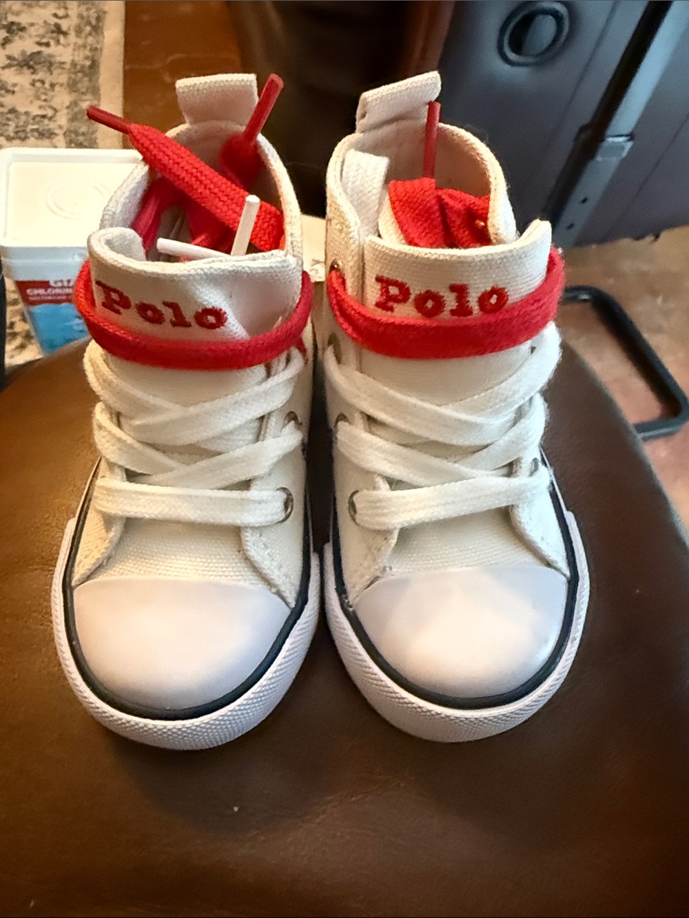 Polo by Ralph Lauren Kids White Canvas High-Top Sneakers Size 4 US